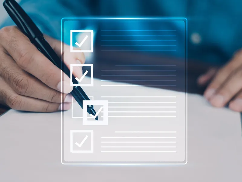 Digital checklist with checkmarks for analytics audit process