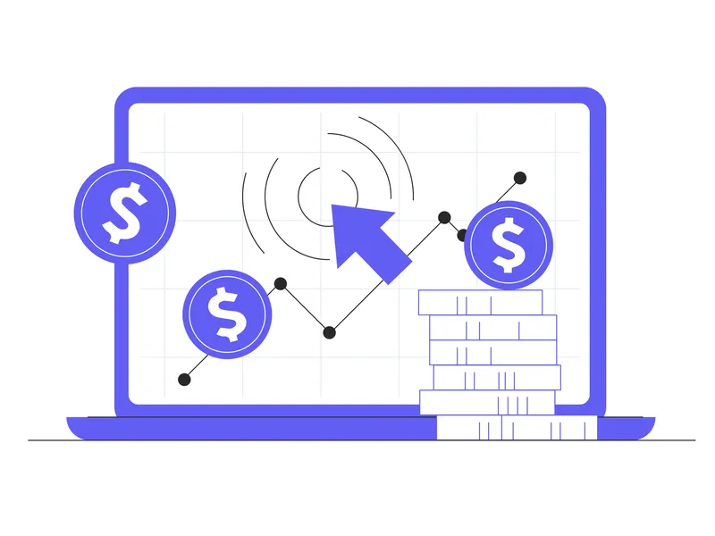 Revenue growth chart showing AI chatbot ROI measurement on laptop